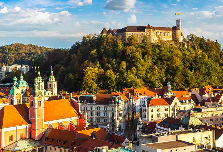 Ljubljanan linnasta avautuvat upeat näkymät 