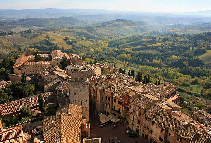 Unescon maailmanperintölistalla oleva kaupunki San Gimignano on kiertomatkamme yksi kohteista. 