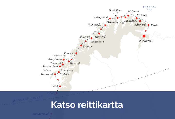 Risteilyreitti Hurtigruten.