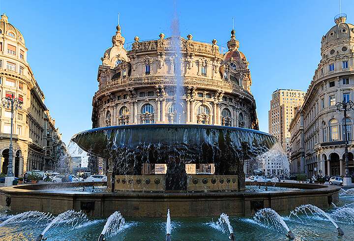 Genovan kaupungin Piazza de Ferrari -aukio. 