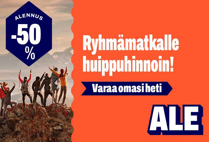 Ryhmien superetu - kerää vähintään 10 henkilön porukka, saat oman matkasi -50% alennuksella,  