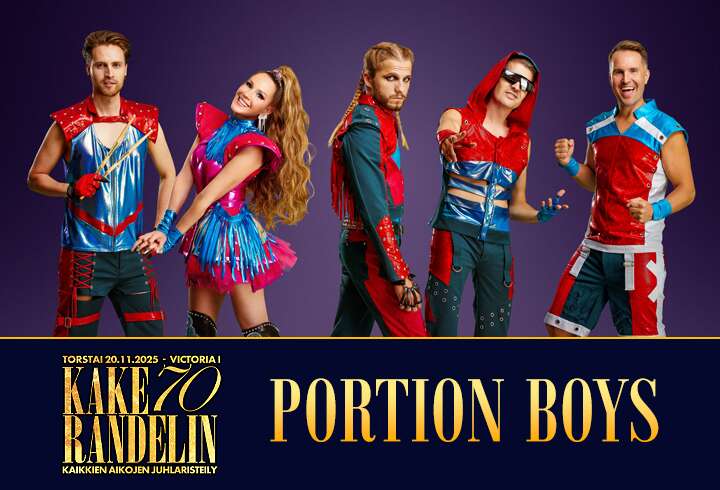 Kake Randelin 70 – Kaikkien aikojen juhlaristeilyllä esiintymässä Portion Boys.