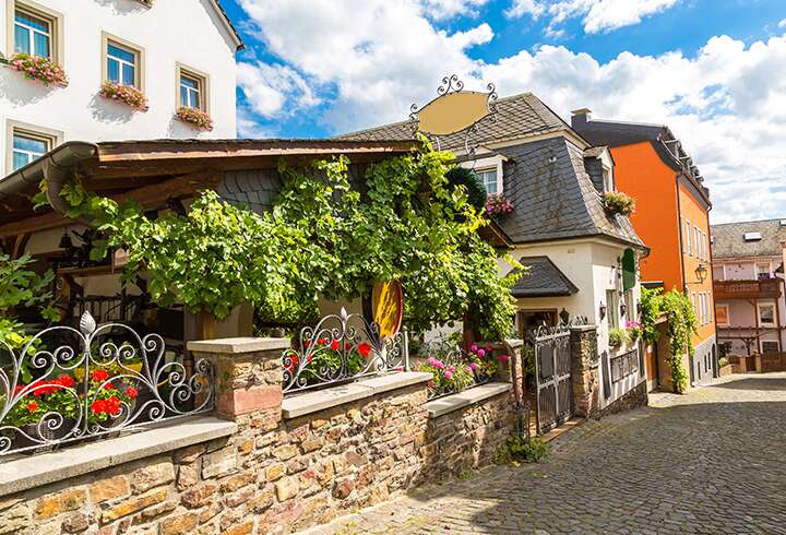 Rüdesheimin kaupunki on vierailukohteena Reinin jokiristeilyllä. 