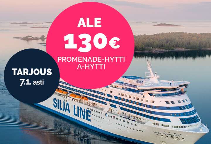 Siljan Päivä Tukholmassa tarjoukset ALE 130€ Promenade- tai A-lk hytti 7.1.2026 asti