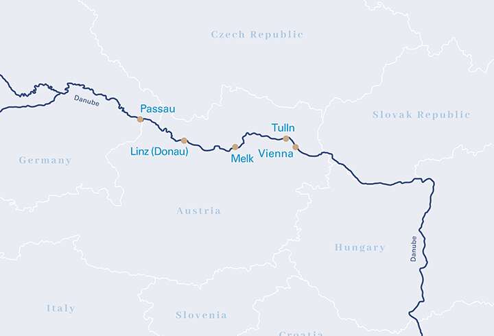 Tonavan jokiristeilyn reittikartta. 