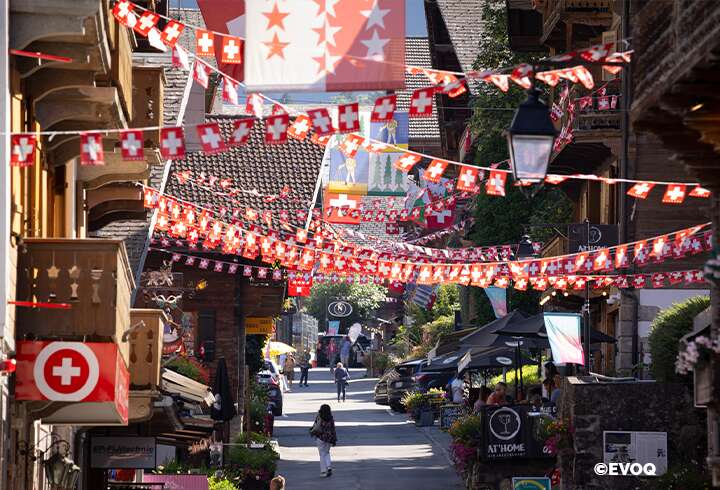 Champeryn kadut Sveitsin lipuissa.