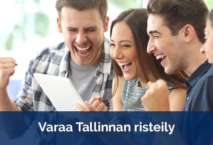 iloinen porukka mobiililaite varaa risteily Tallinnaan