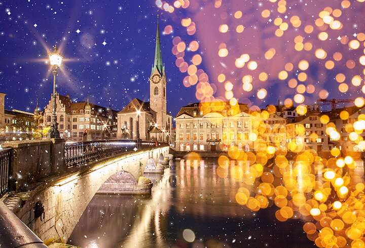 Zürichin jouluvalaistus.